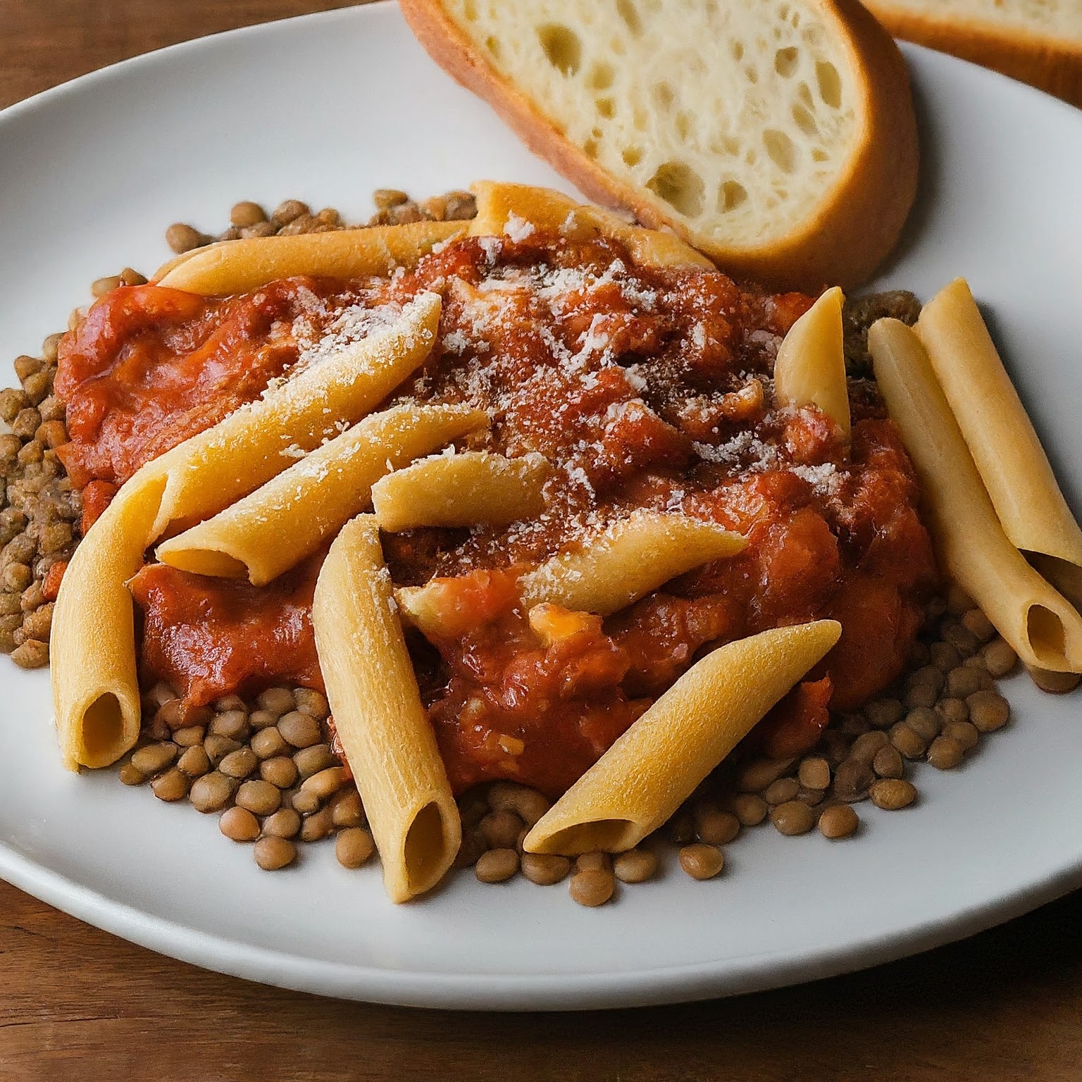 High-Protein Lentil Bolognese with Whole-Wheat Penne Recipe