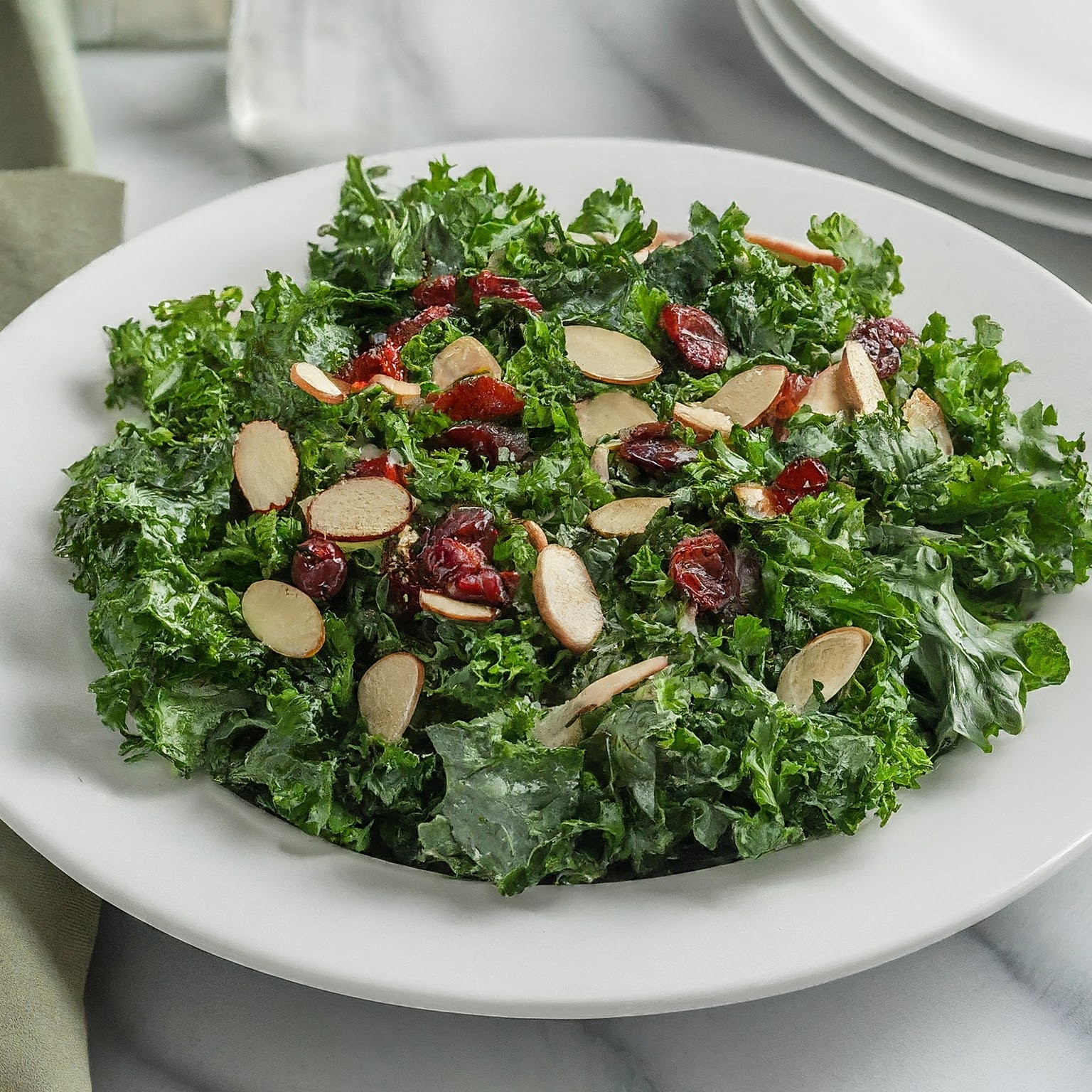 Kale Salad with Cranberries and Almonds Recipe